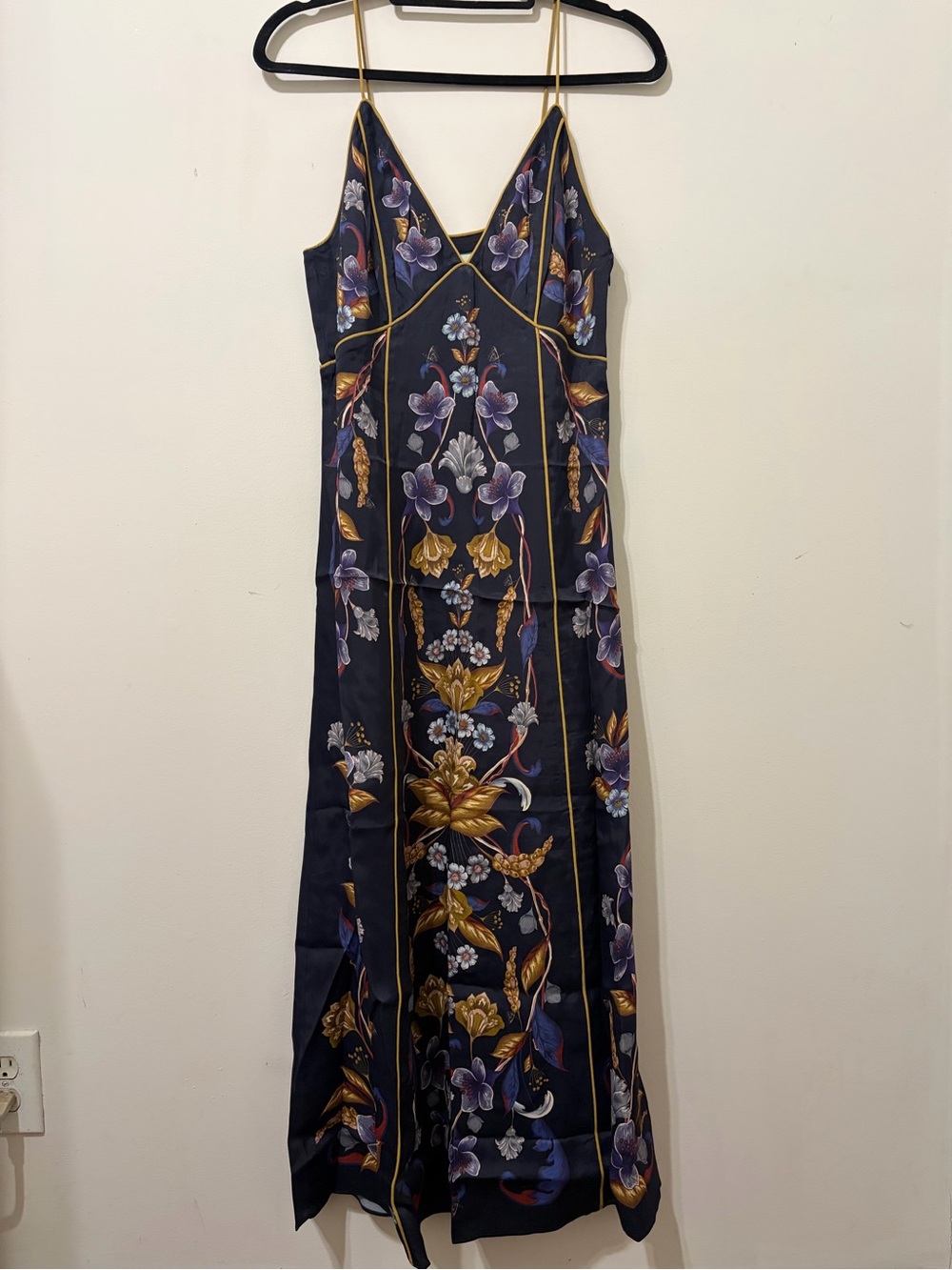 New Farm Rio Navy Floral Maxi Slip Dress with Gold Accents-Never worn! - Picture 6 of 10
